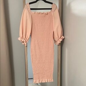 Elegant Peach Ruffle Dress